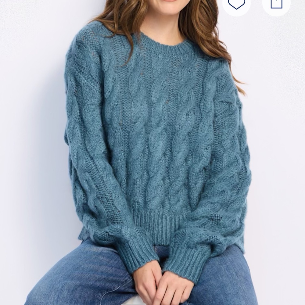 Steve Madden Blue Cable Knit Sweater